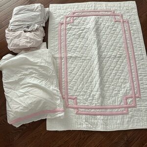 Pottery Barn Kids Pink and White Quilt Set